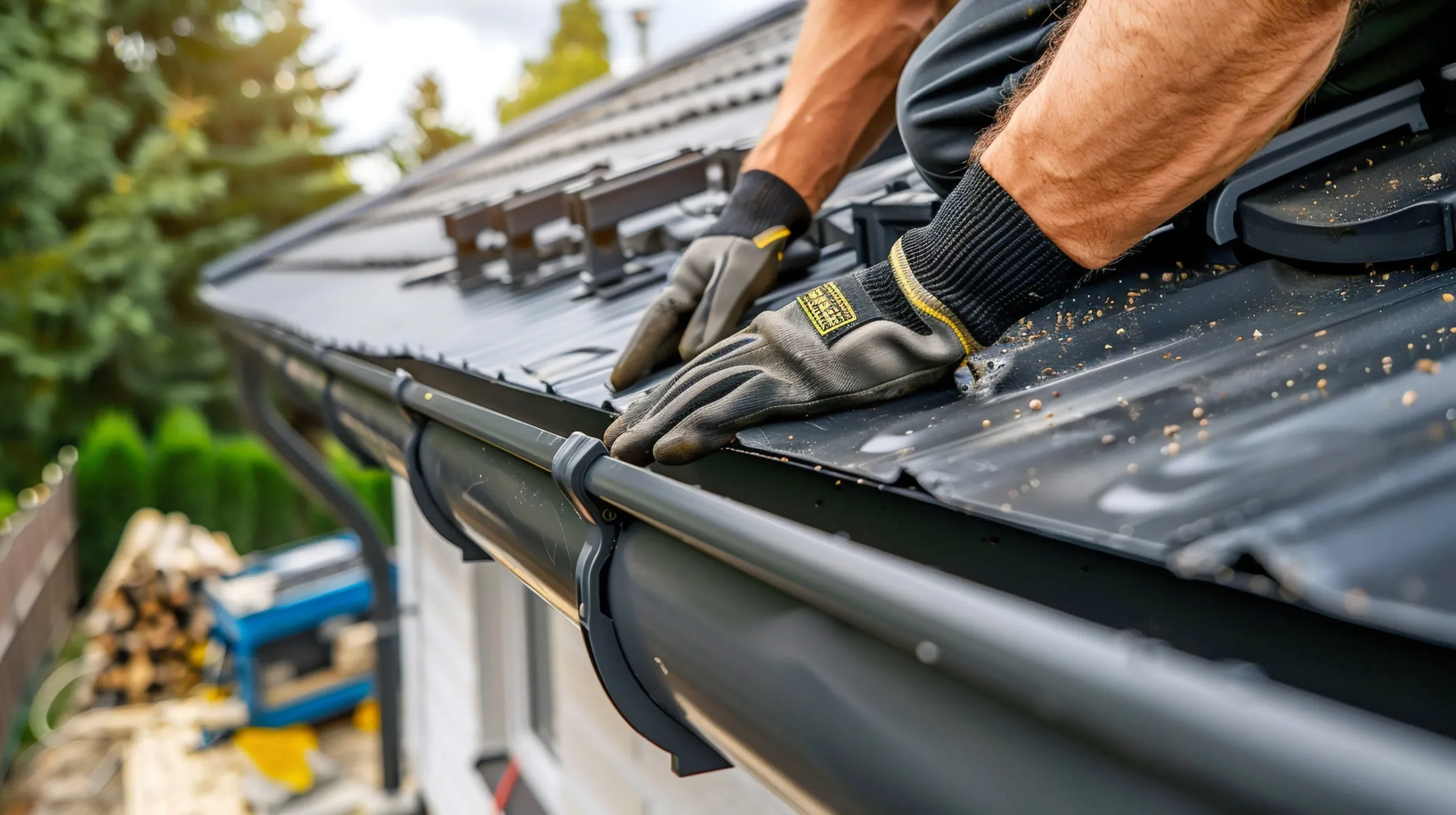 Professional Cleaning of House Rain Gutters